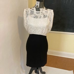 French Connection (4) cream lace/black dress NWT!
